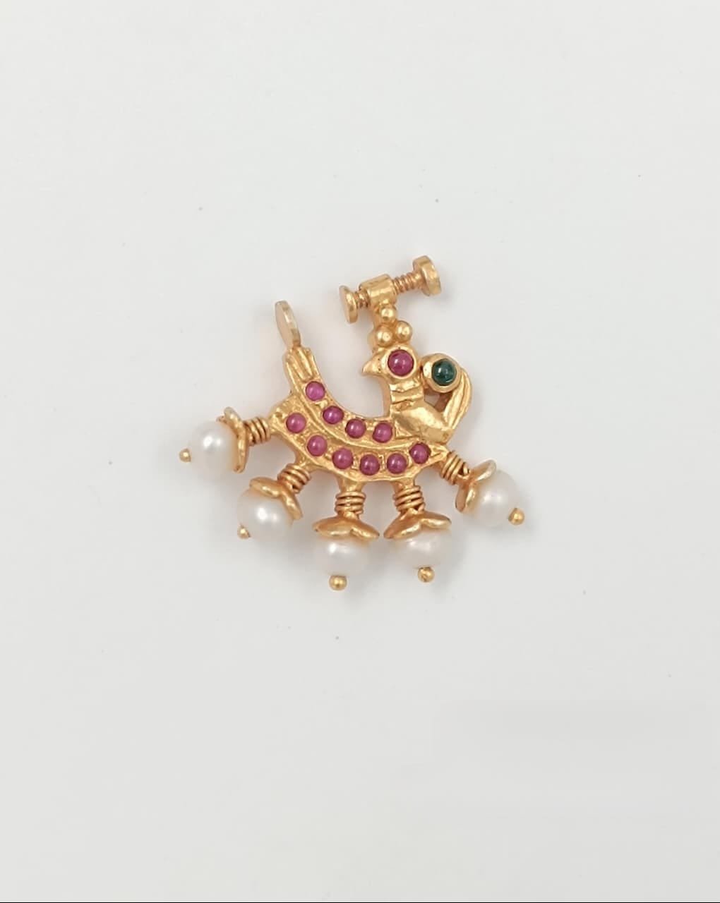 Ruby & Green Stone Nose Pin
