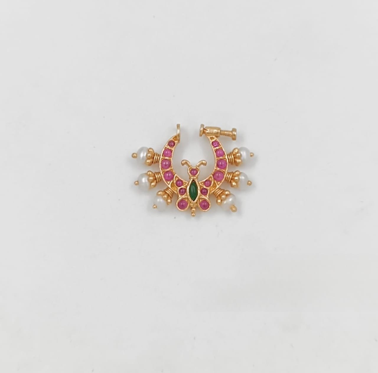 Ruby & Green Stone Nose Pin