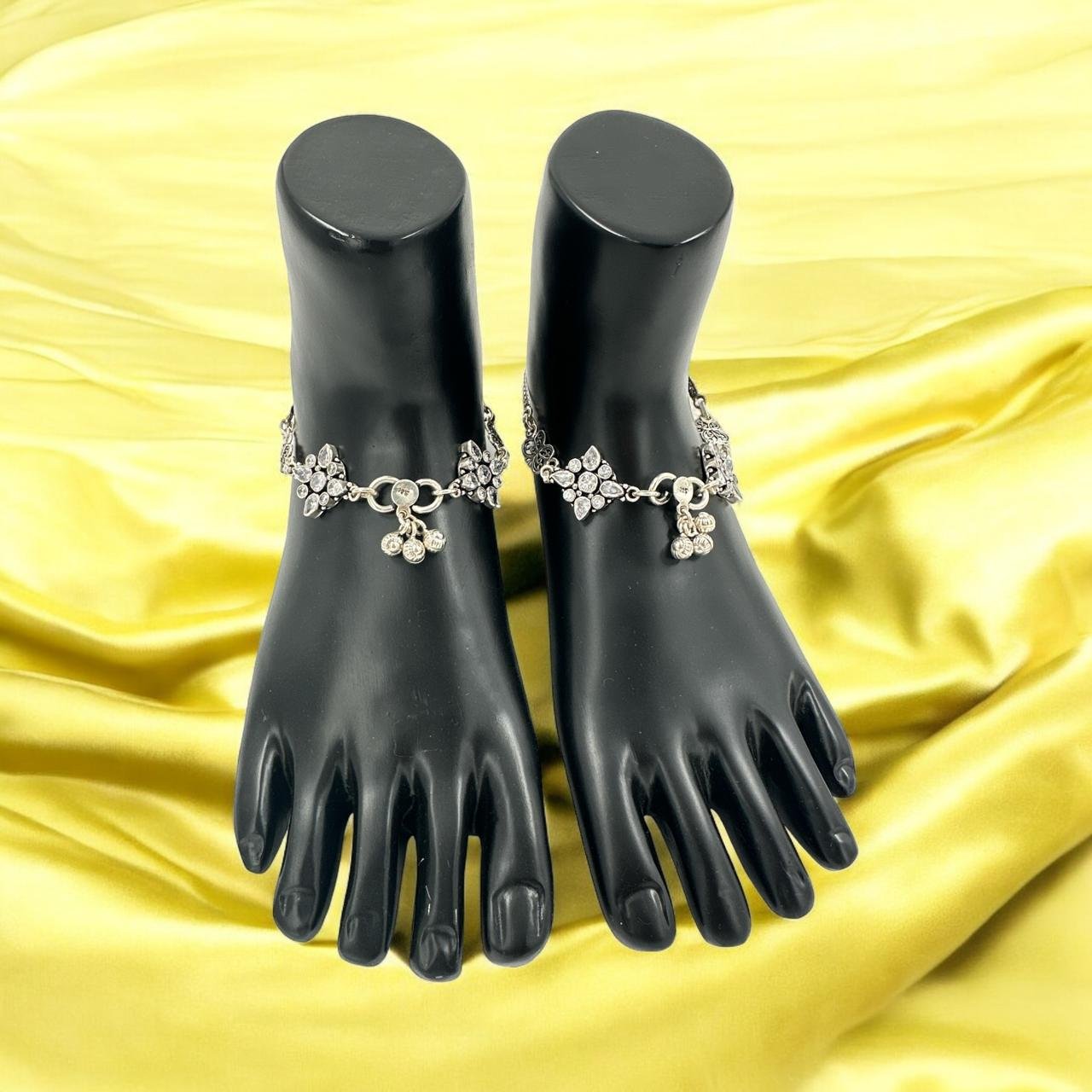 Anklets with cz stone and silver polish