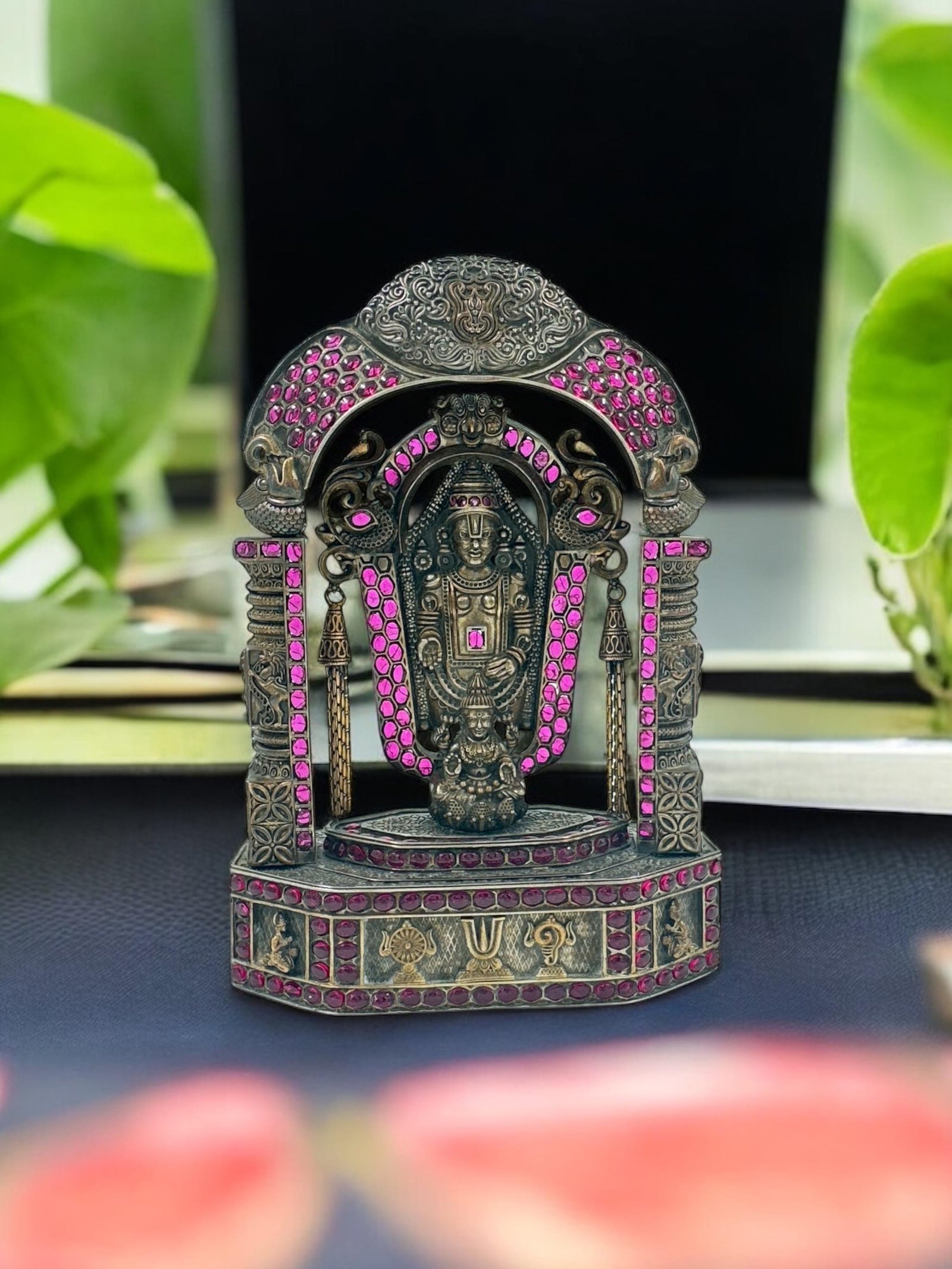 Antique finishing with ruby stone and Lord balaji idol