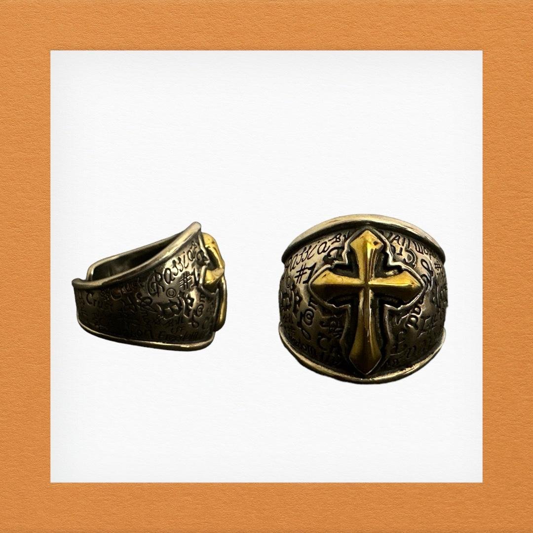 Antique Gold Cross Braided Men’s Ring