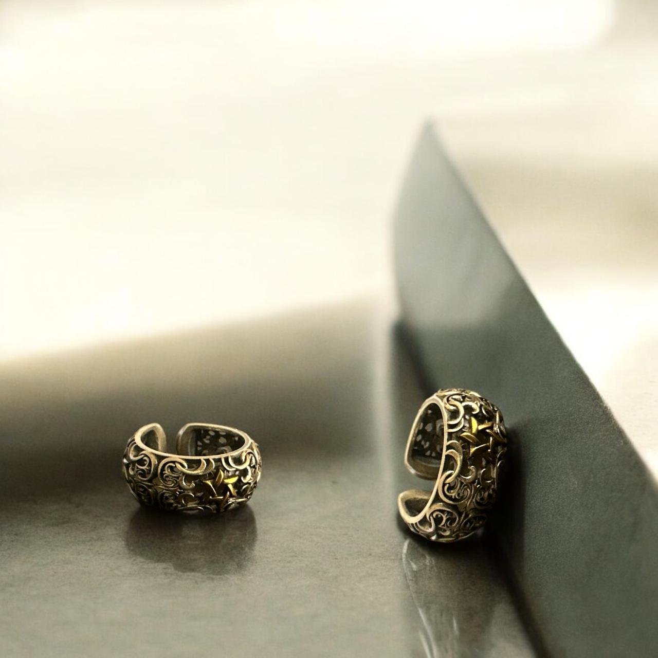 Antique Gold Polish Self-Design Braided Men’s Ring