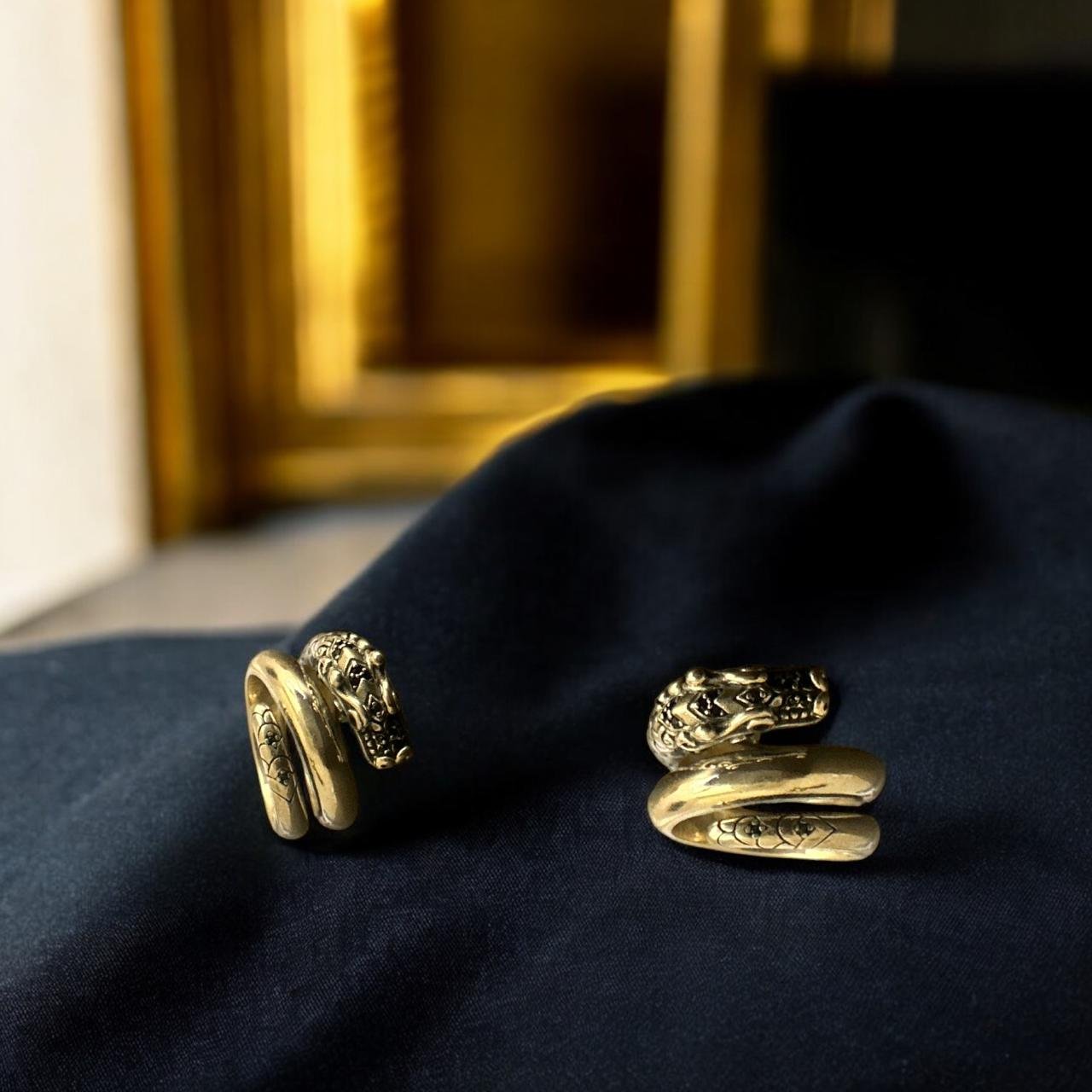 Antique Snake Design Silver Polish Men’s Ring