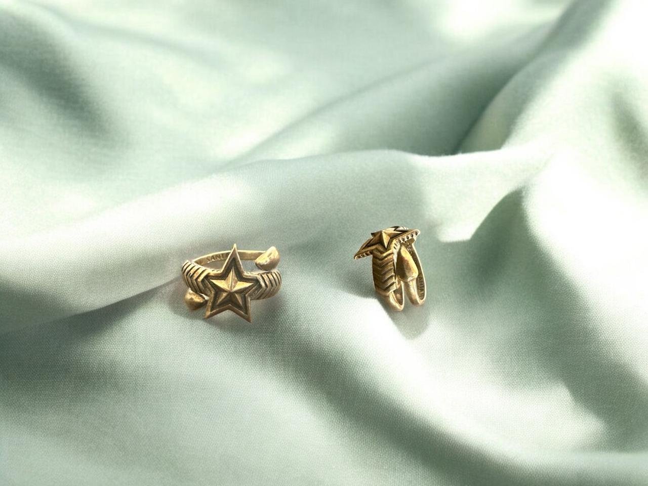 Antique Star Shape Silver Polish Men’s Ring