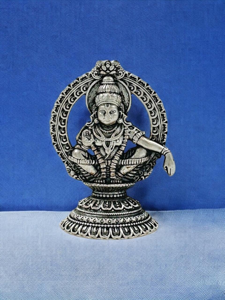Ayyappa Swami Idol – Antique & Silver Polish