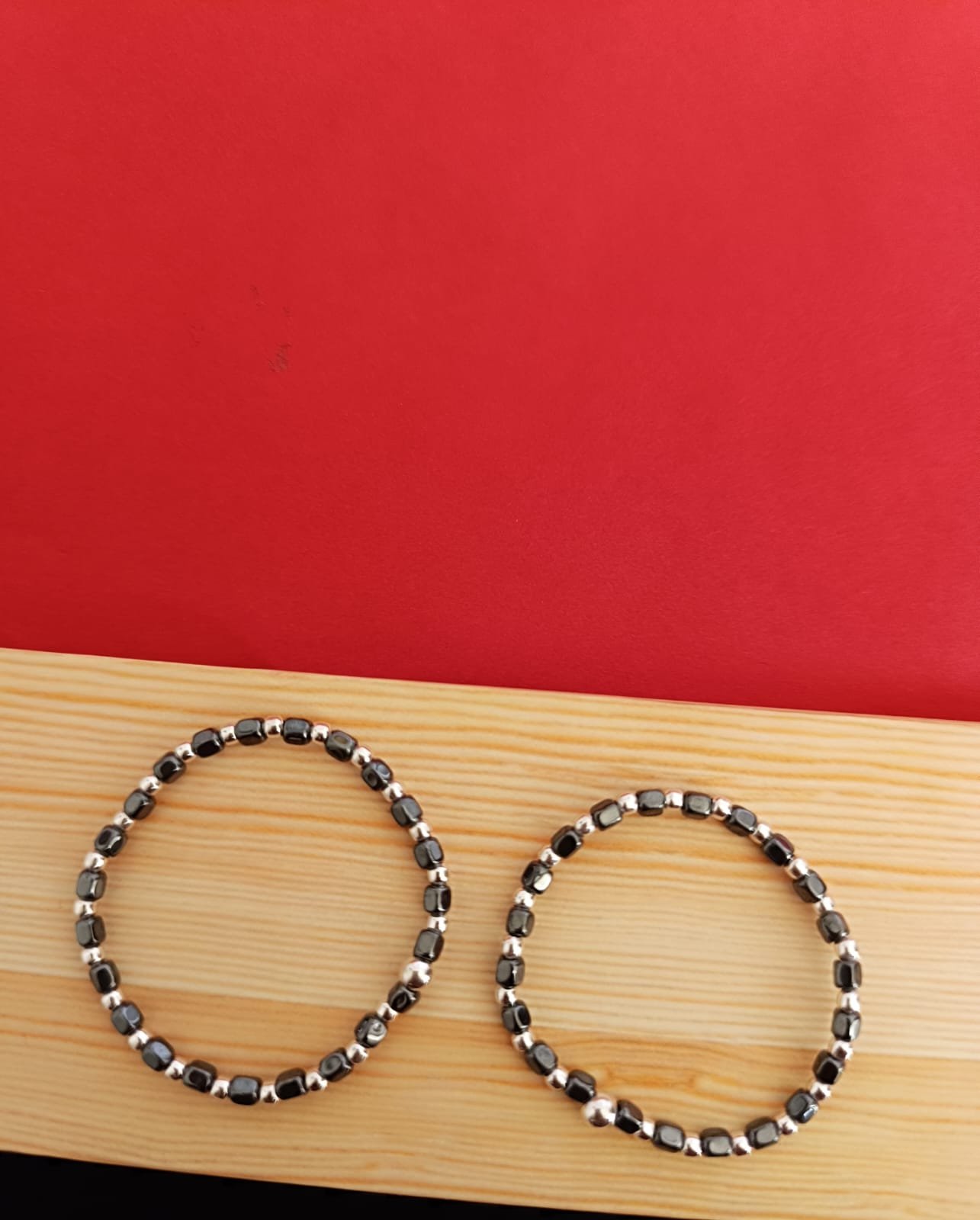Baby Anklet – Grey Beads & Silver Balls
