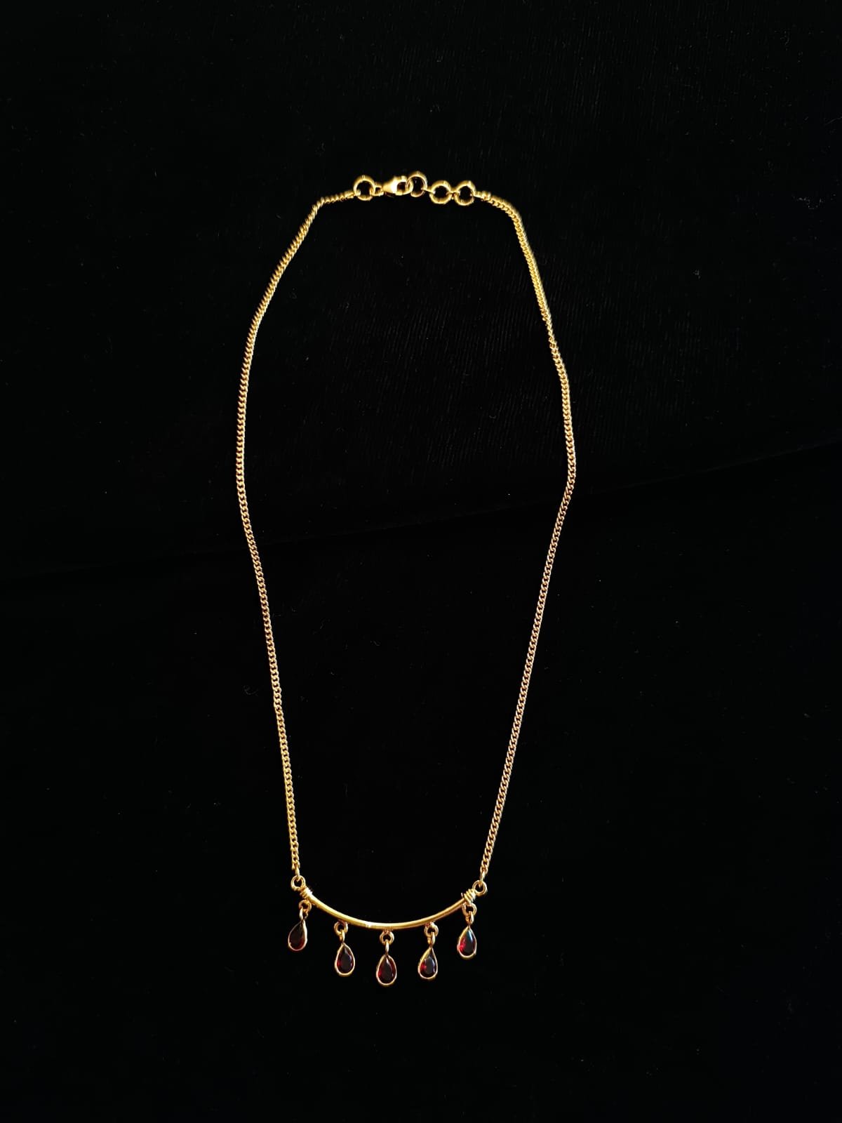 Baby Chain with Red Stone Pendant & Gold Polish