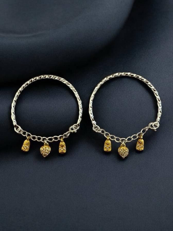 Baby Kada – Gold & Silver Polish with CZ Stone Pendants