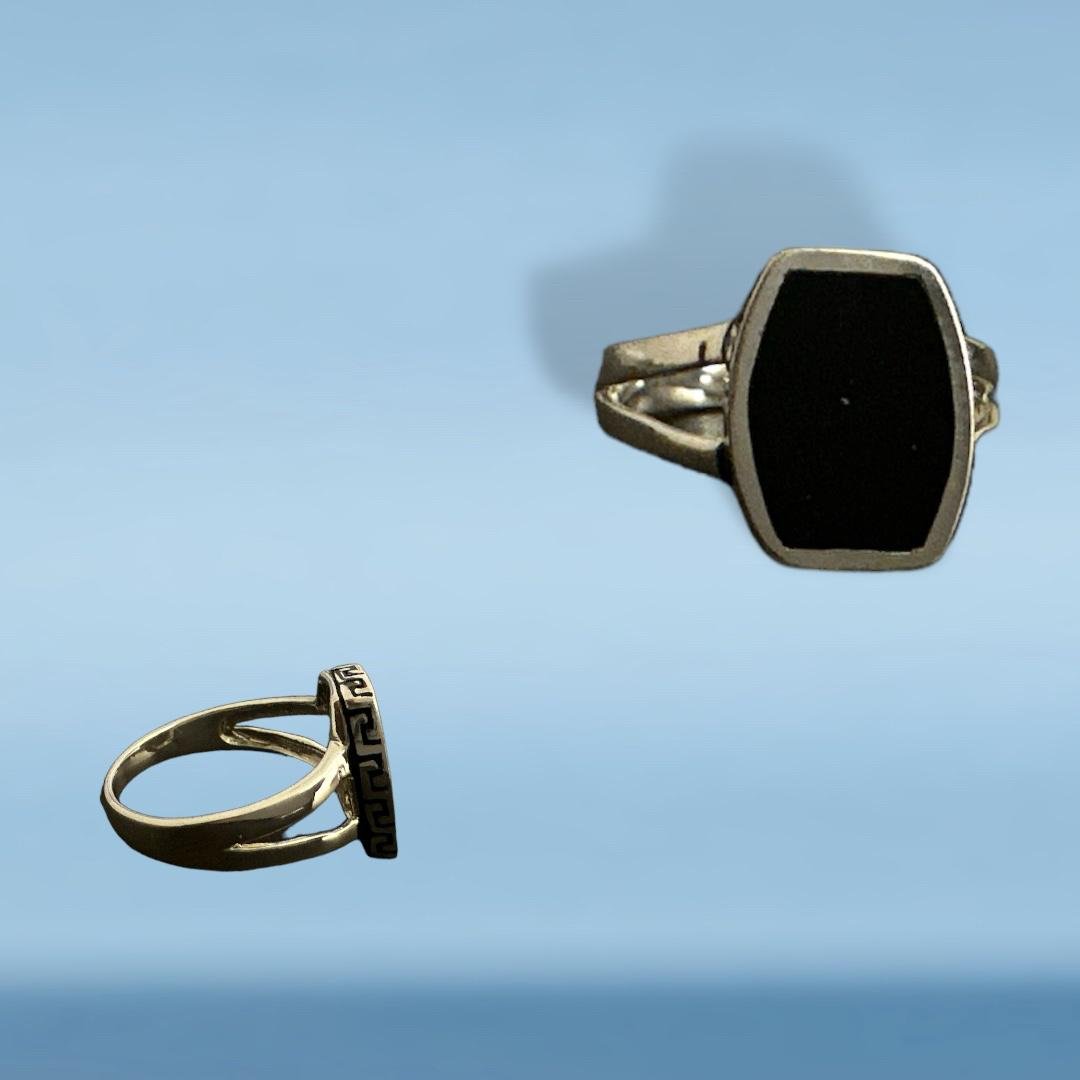 Black Big Stone Silver Polish Men’s Ring