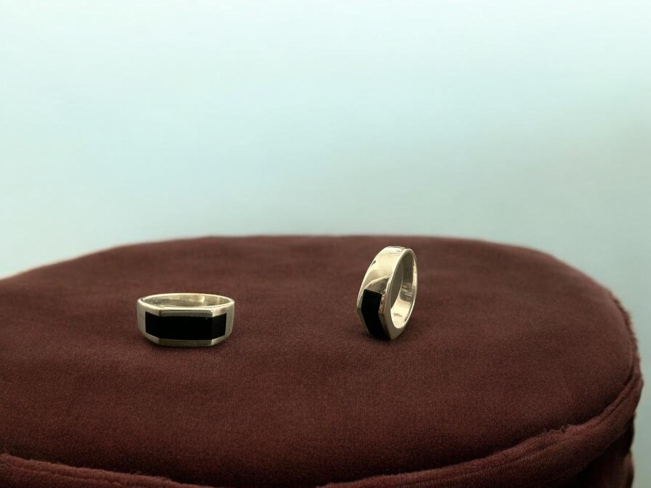 Black Stone Silver Polish Men’s Ring