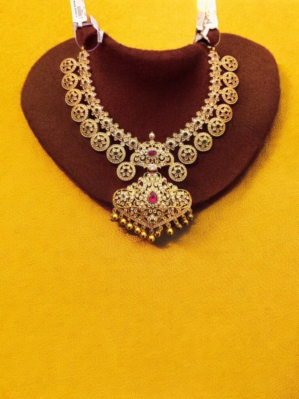 Bottu Mala CZ Red & Green Stones Necklace