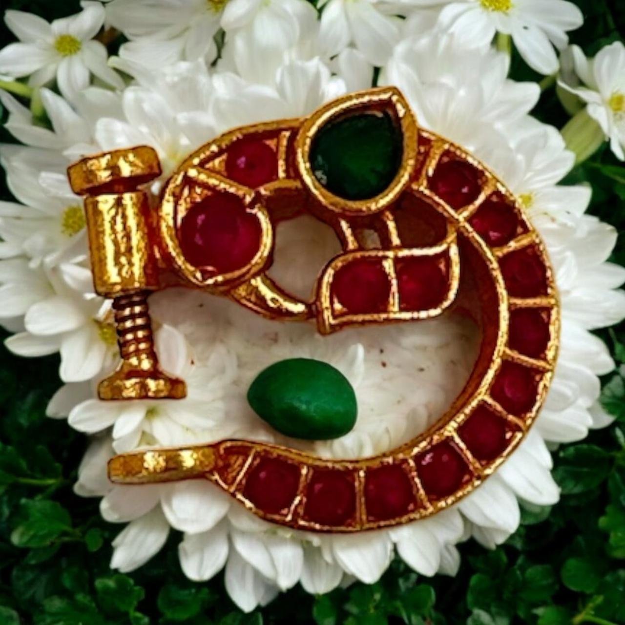 Bridal nose pin emerald cz stones