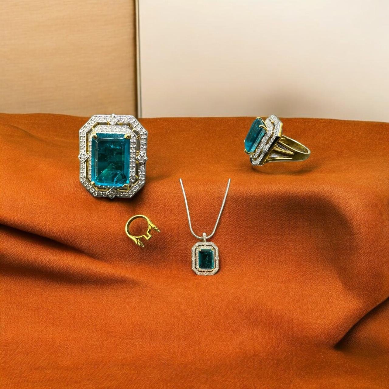 CZ & Green Stone 2-in-1 Pendant Ring