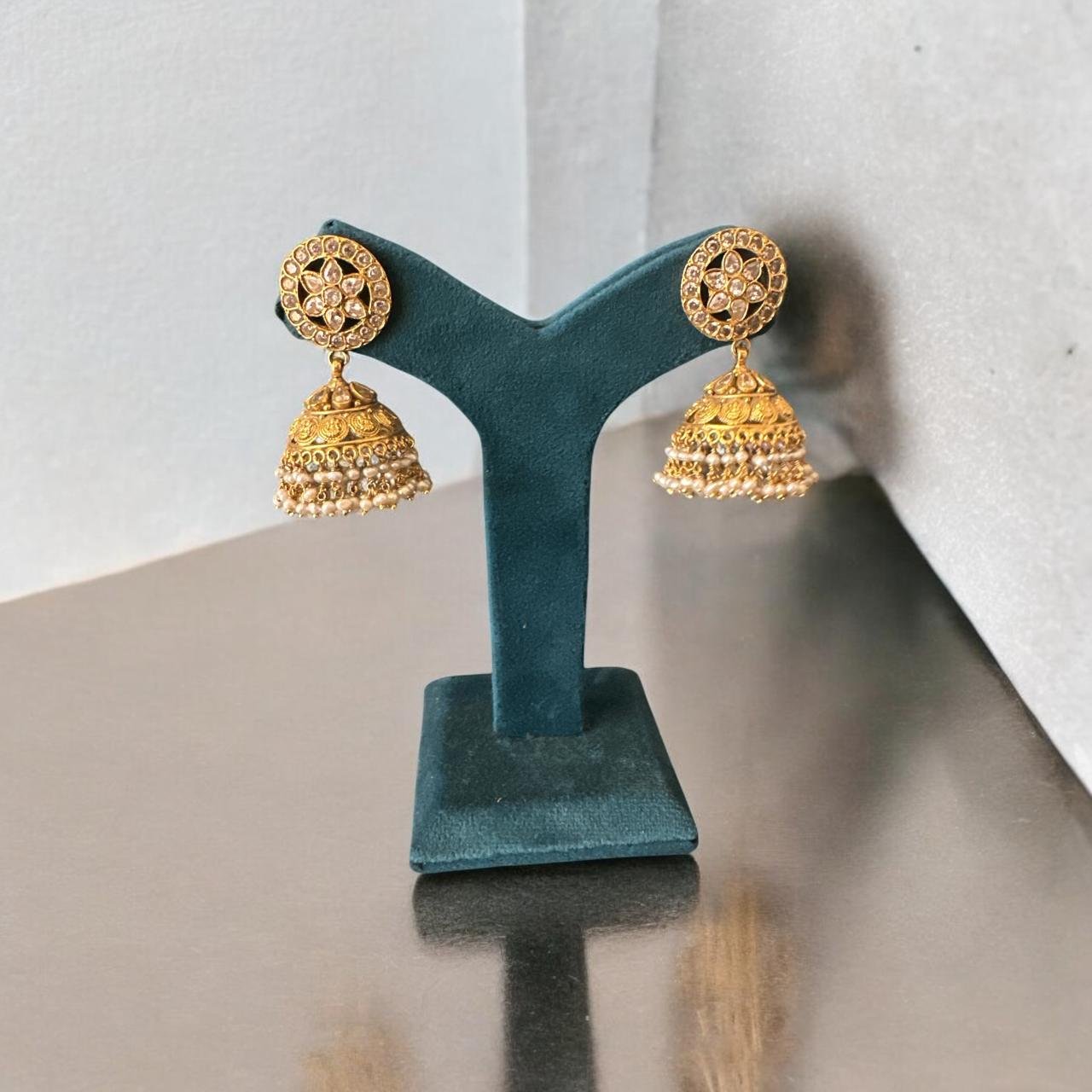 CZ & Pink Stone Gold Ball Buttalu