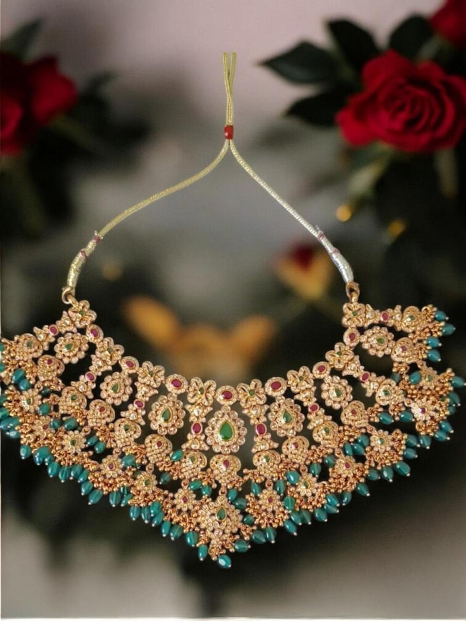 CZ Red & Green Stone Necklace ✨