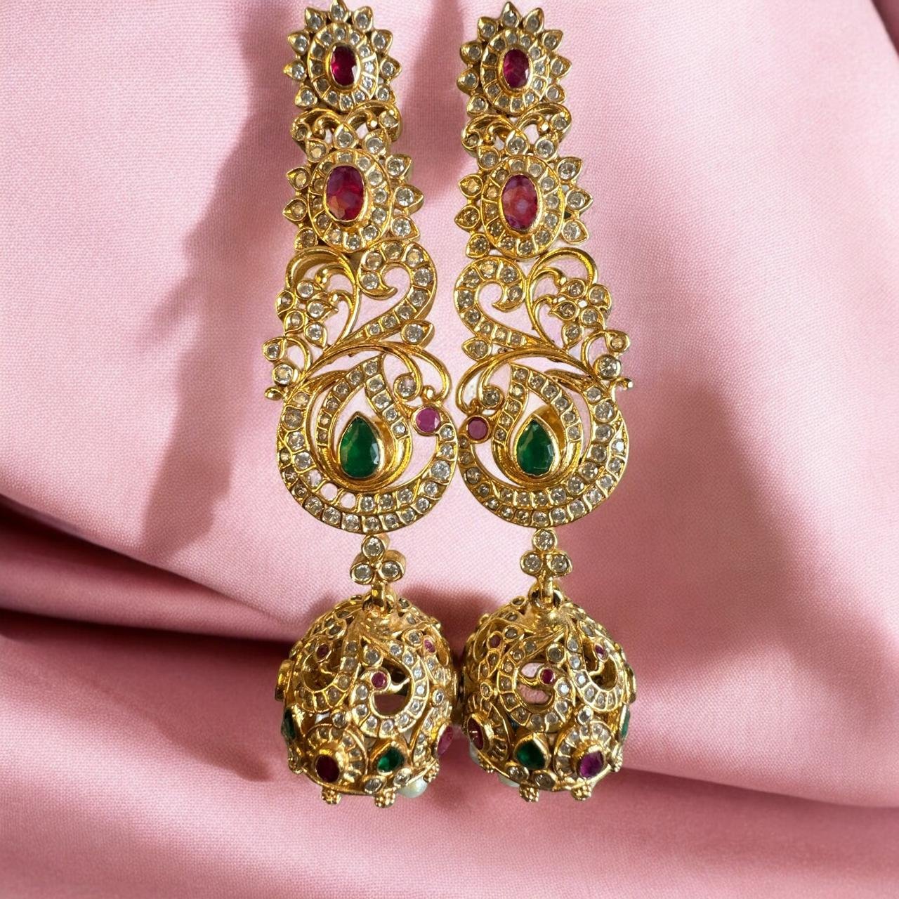 CZ, Ruby & Green Stone Big Gold Buttalu