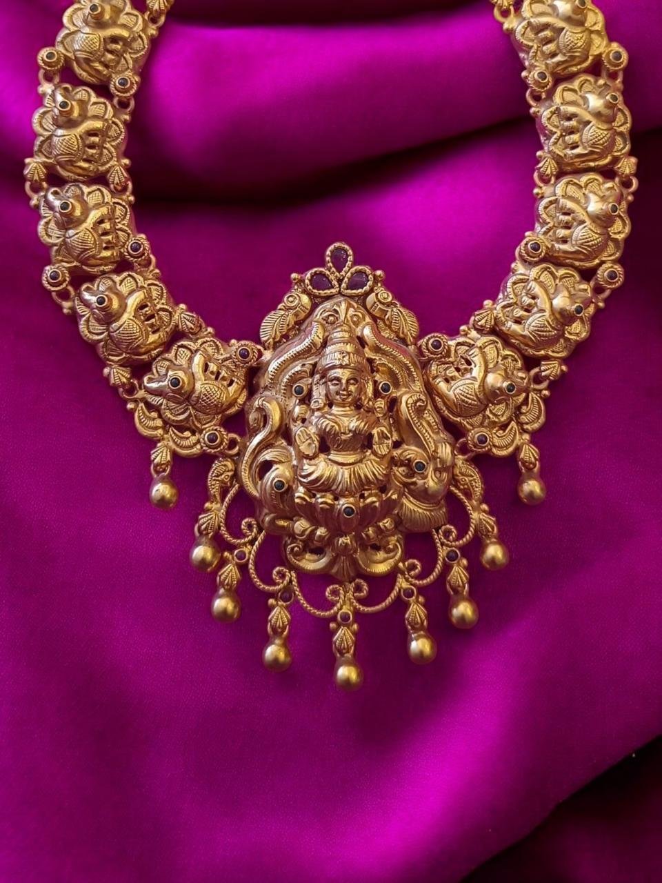 Elephant Design Lakshmi Devi Pendant Necklace