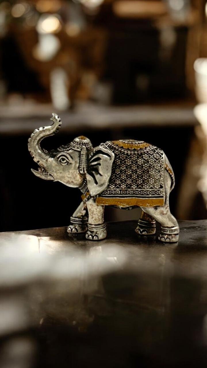 Elephant Idol – Antique & Gold Finish | Silver Gifts