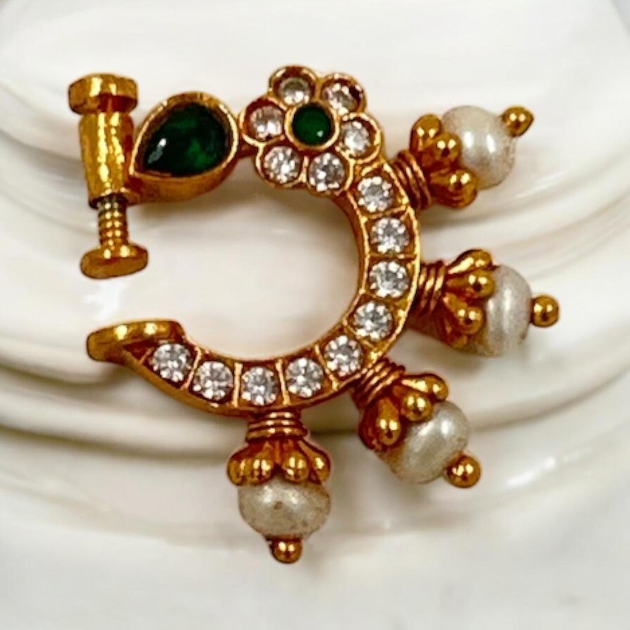 Emerald ruby stone nose pin