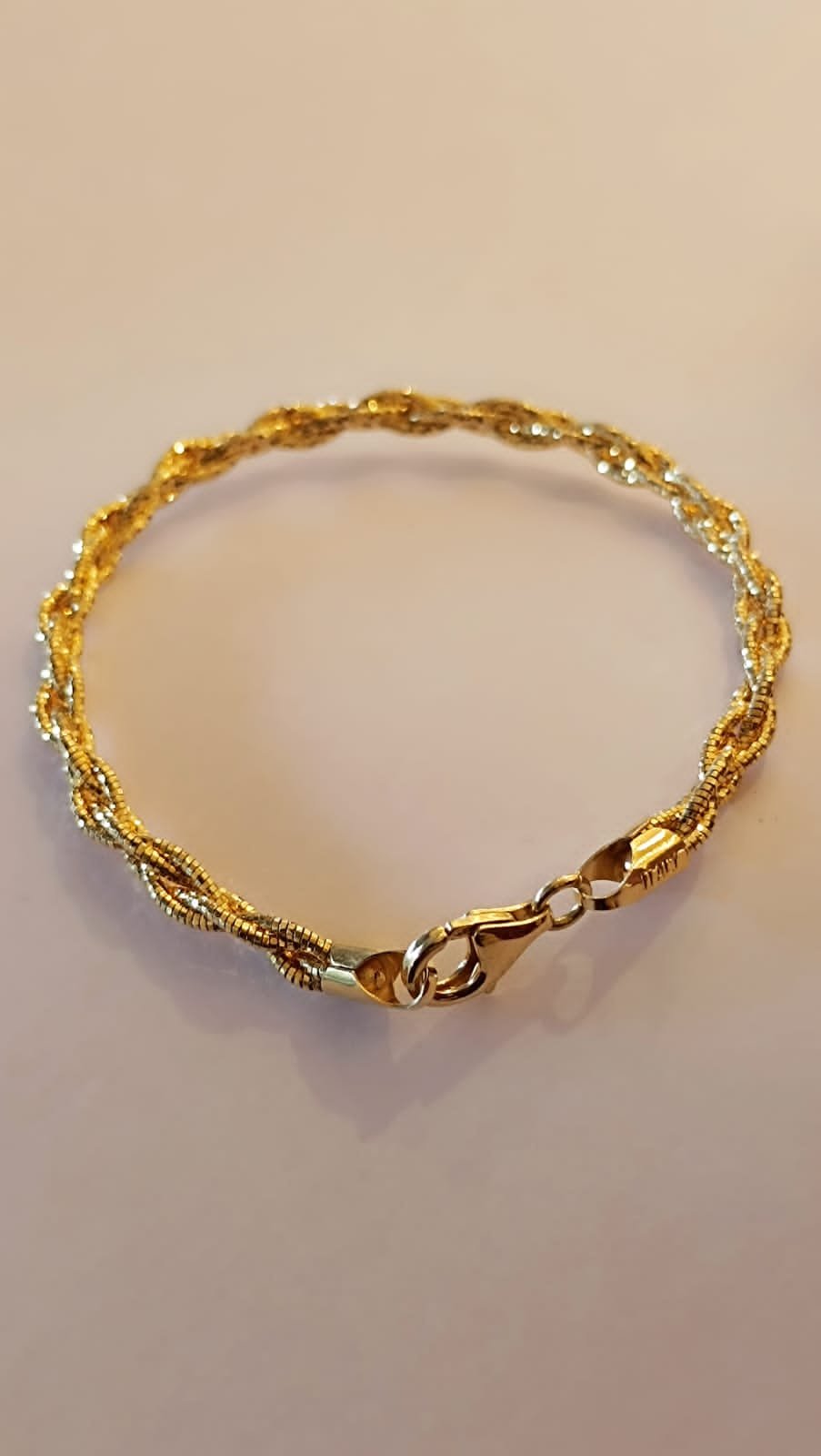 Gold polish bracelet with bangle model bracelet
