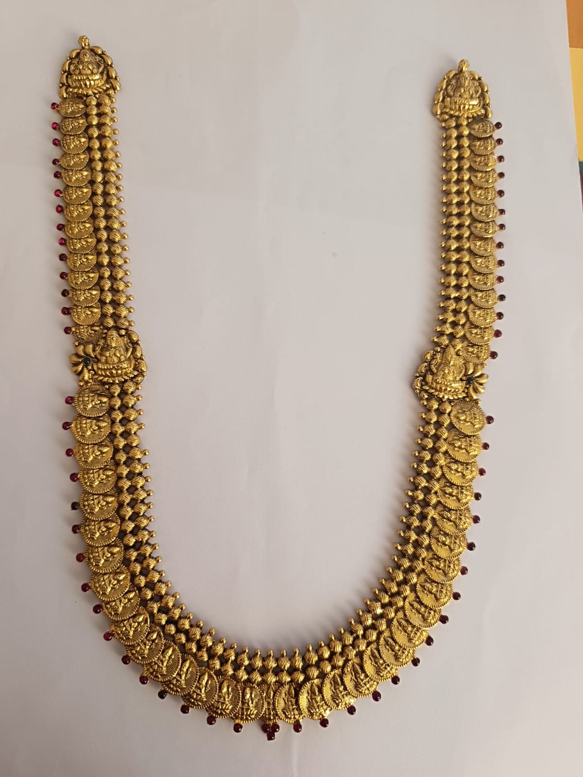 Kasulu haram with gold polish and  ruby stones temple design  haram
