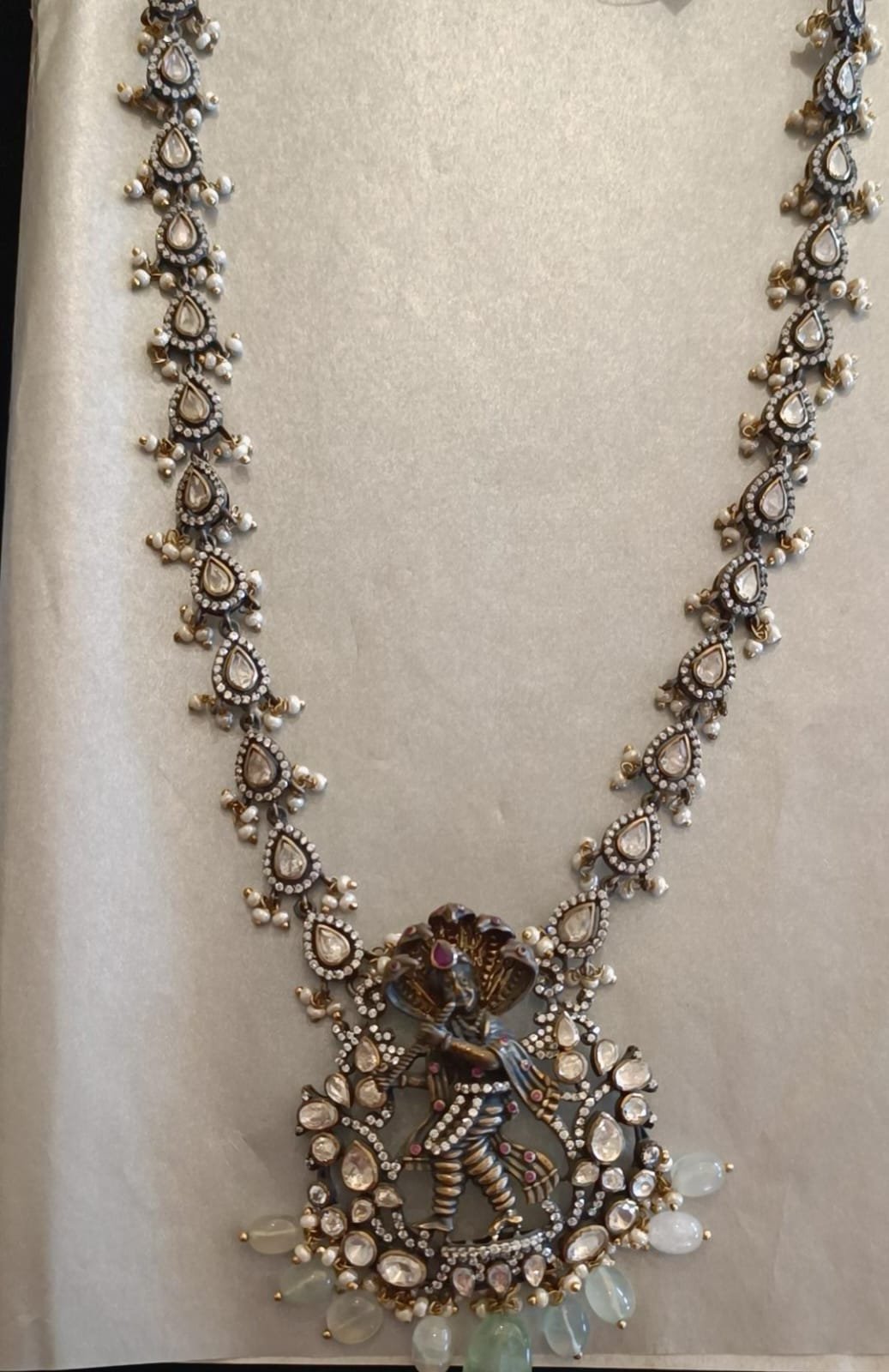 Krishna Pendant Moissanite & CZ Necklace