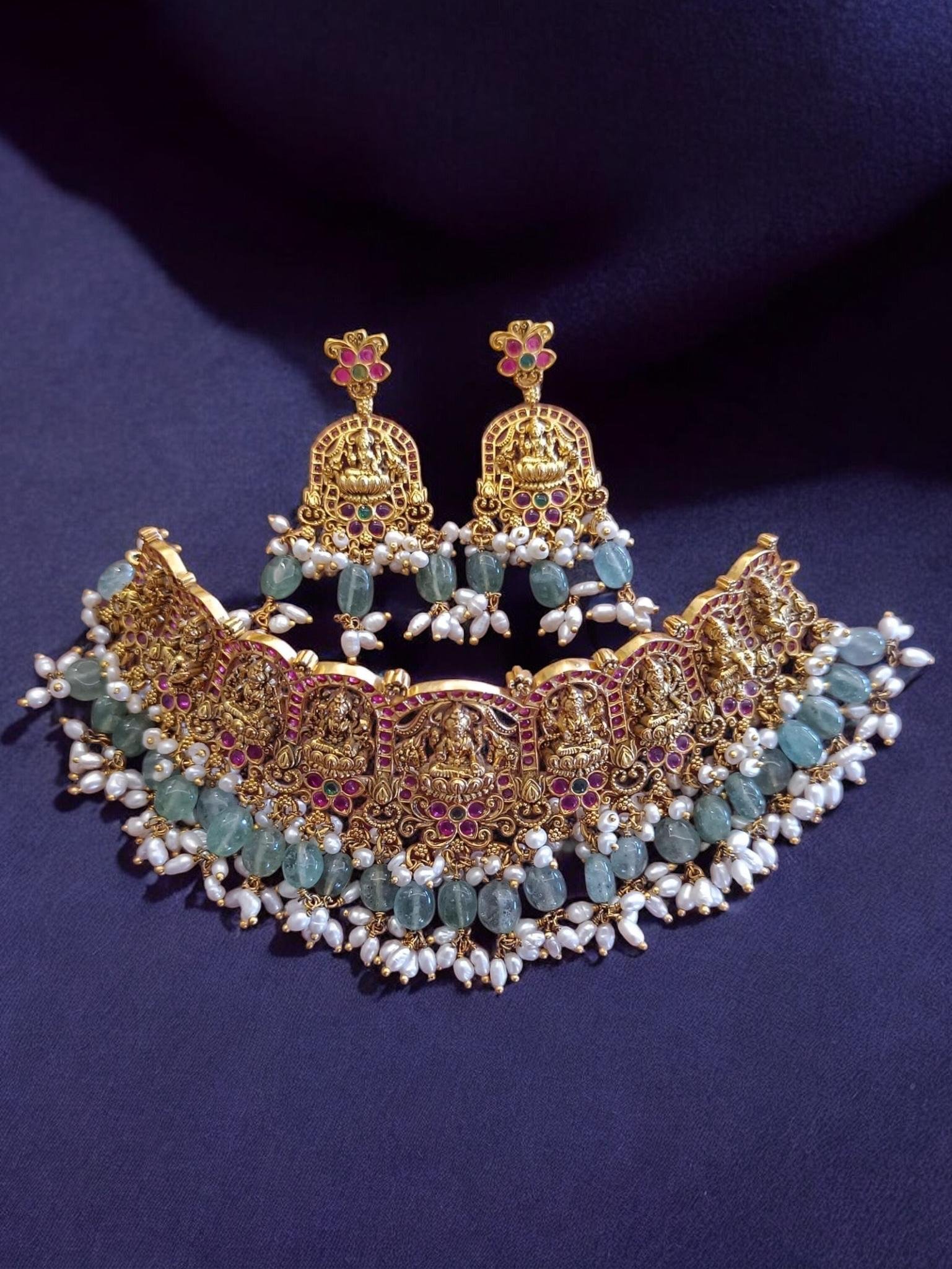 Lakshmi Design Silver Jewellery with Earrings choker