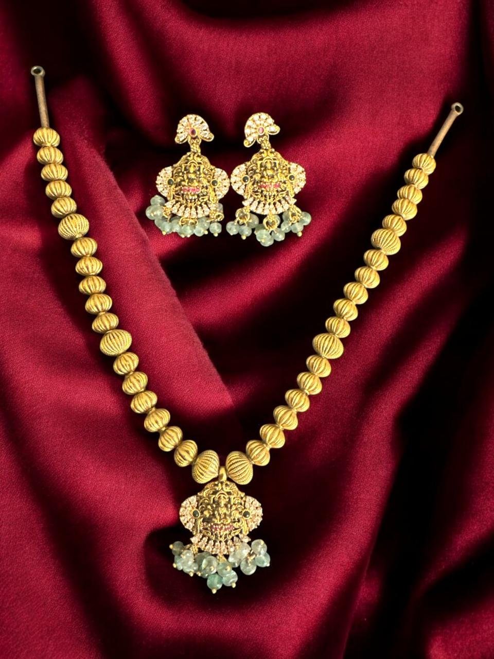 Lakshmi Devi CZ Beads Necklace