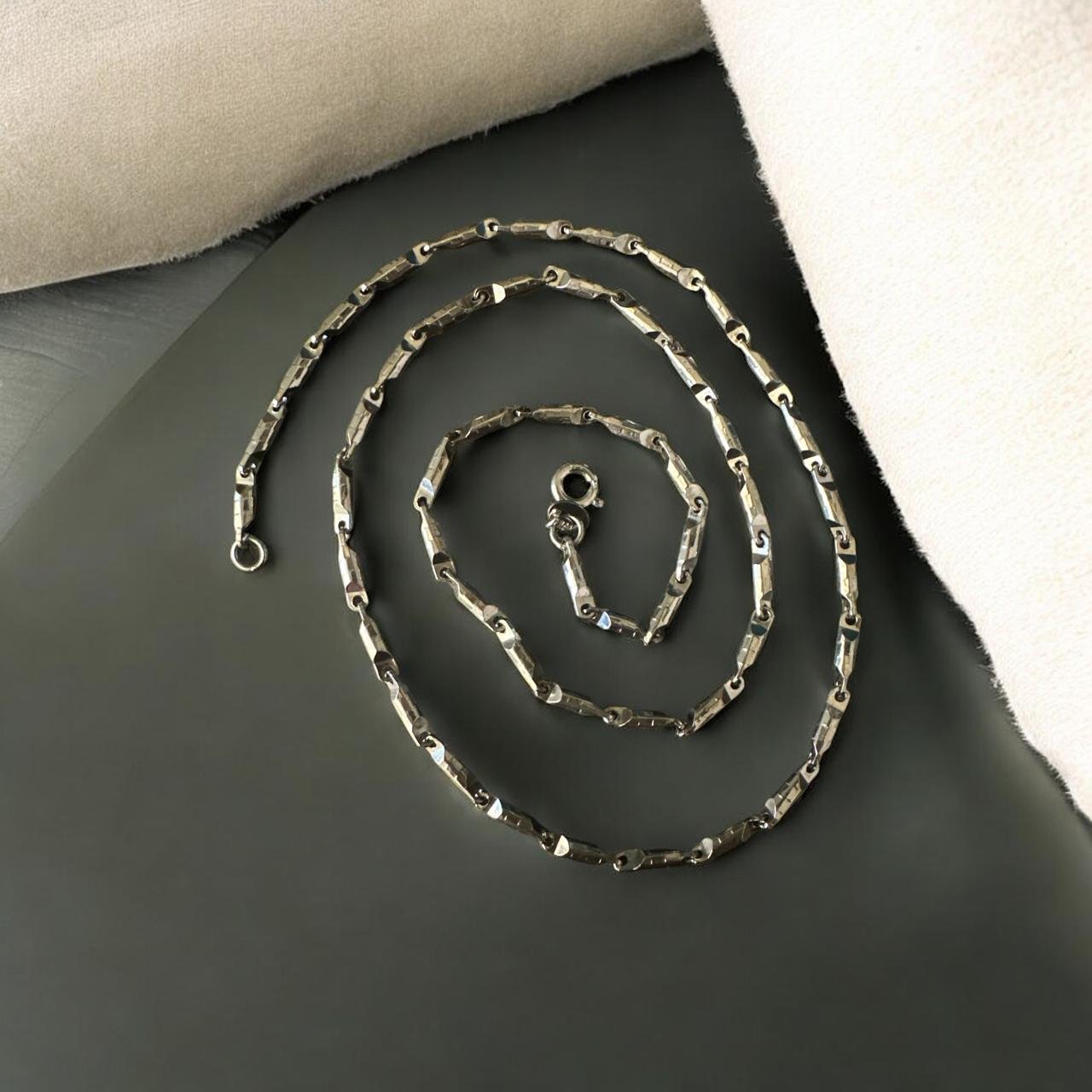 Men's chain link chain silver polish