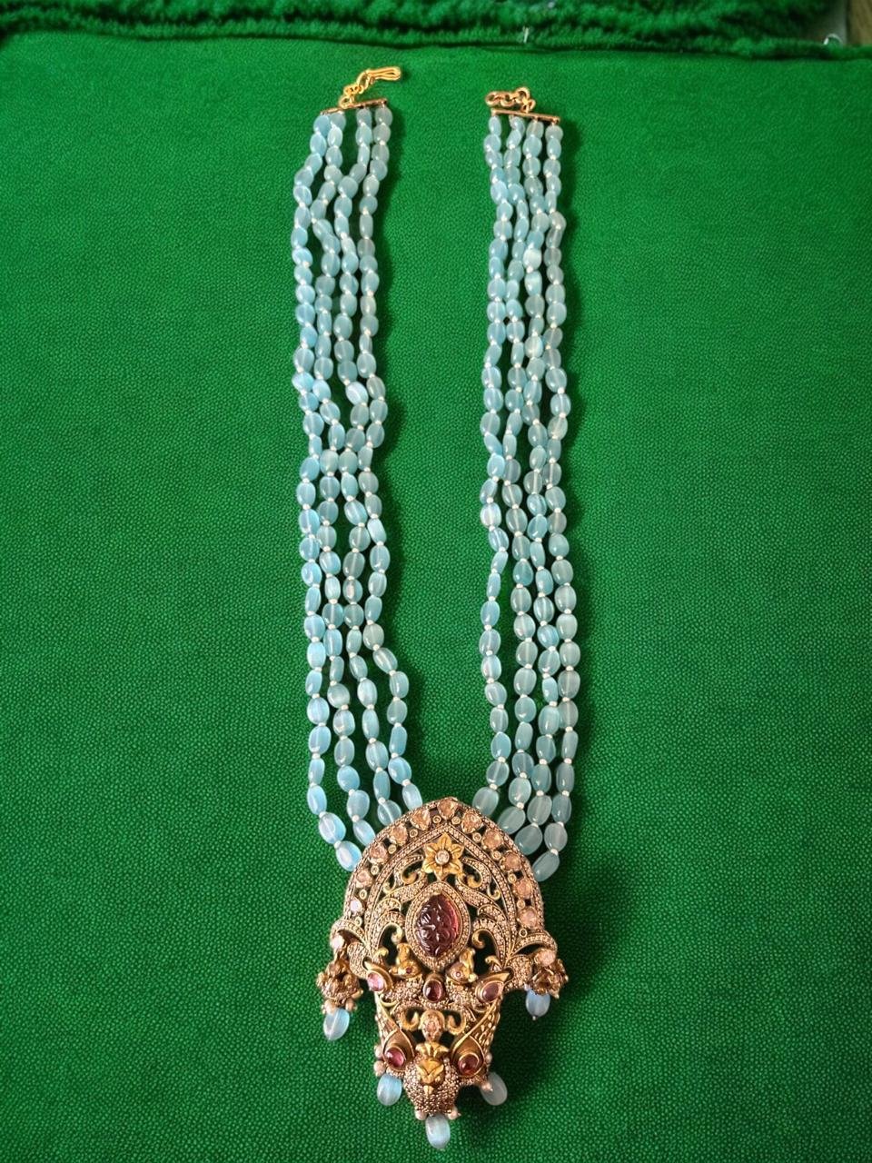 Monalisa beads haram with blue stone