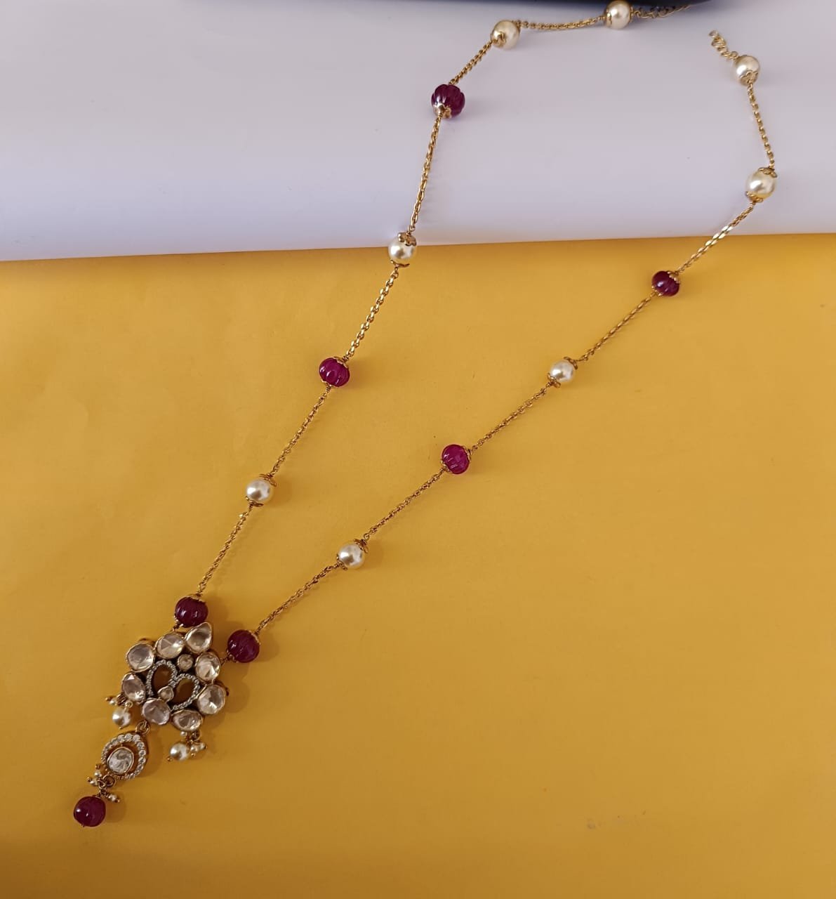 Mozanite CZ Ruby Beads Chain