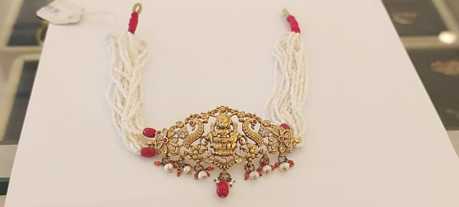 Nakshi design with peacock and cz stones choker