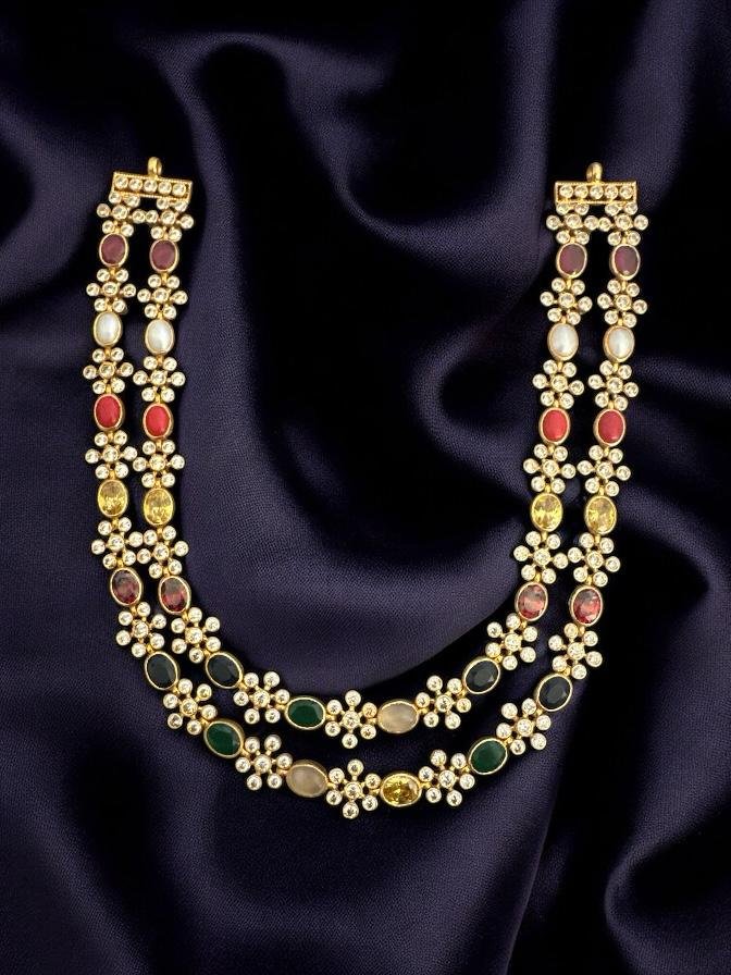 Navaratna & CZ Flower Necklace