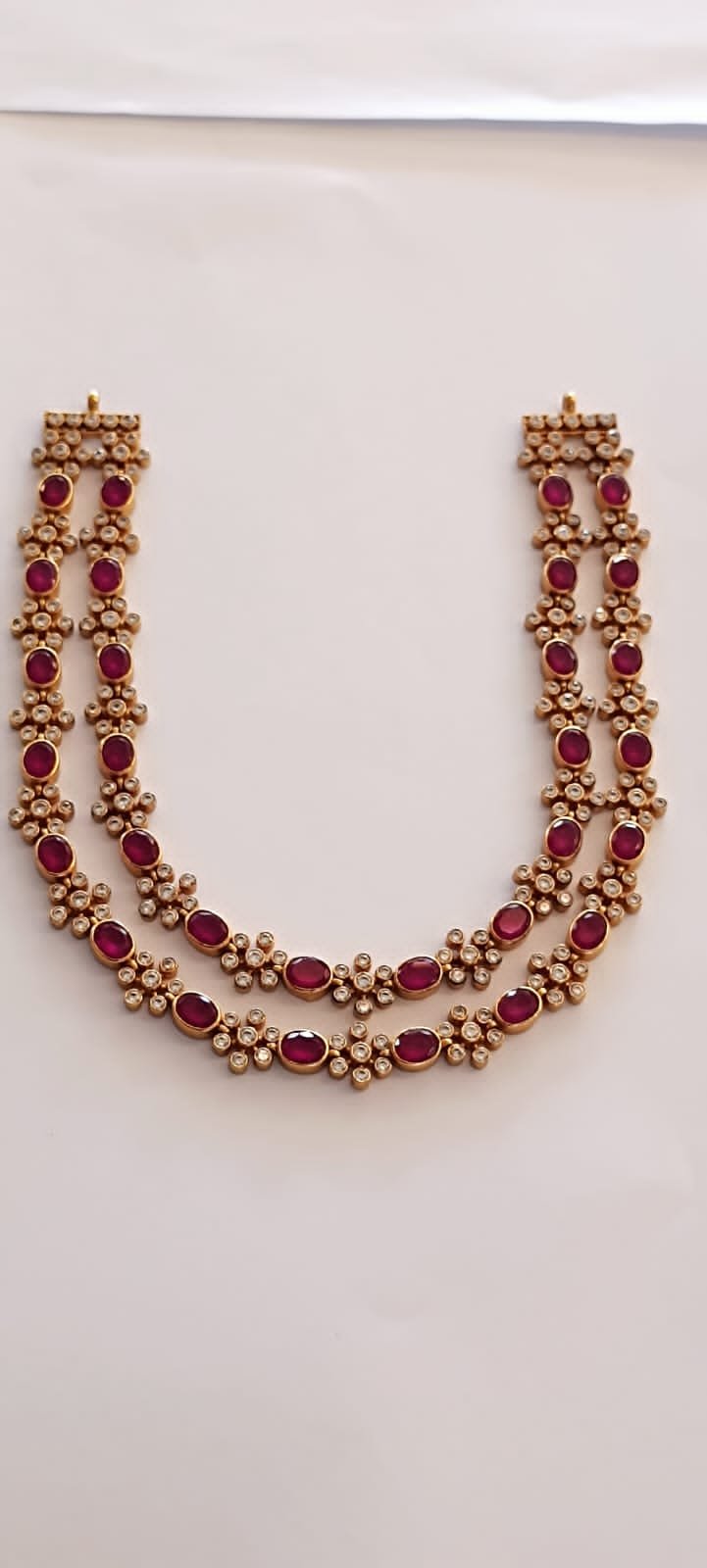 Necklace with Rubbies stones and CZ stones with 2lines