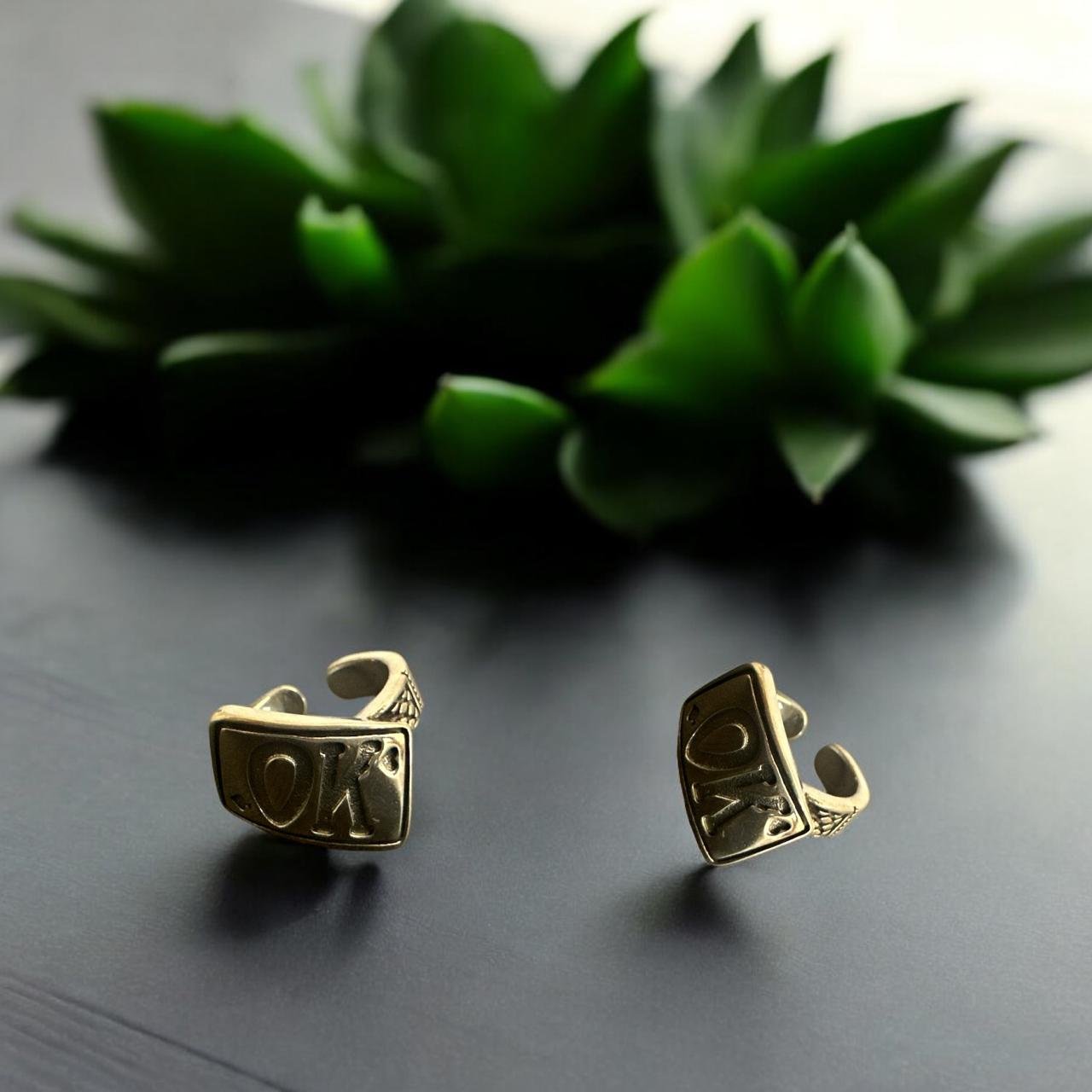 “OK” Letters Model Silver Polish Men’s Ring