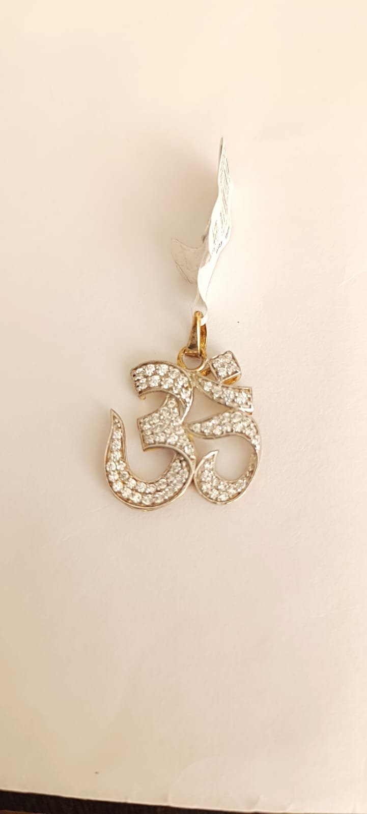 Om Model Silver Polish Premium CZ Pendant