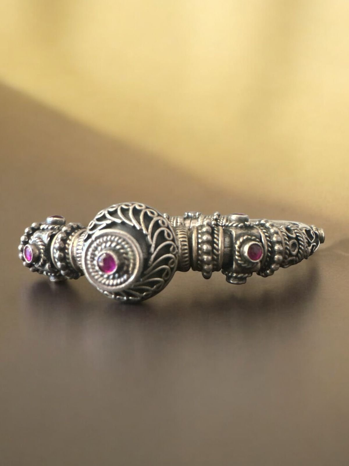 Oxidized Ruby Screw Model Single Bangle