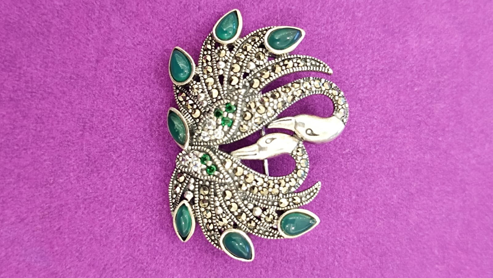 Peacock CZ Elegance Saree Pin