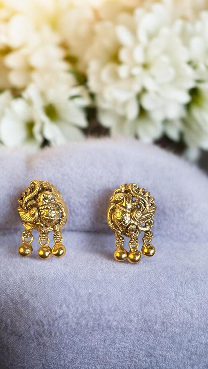 Peacock Design Antique Polish Studs