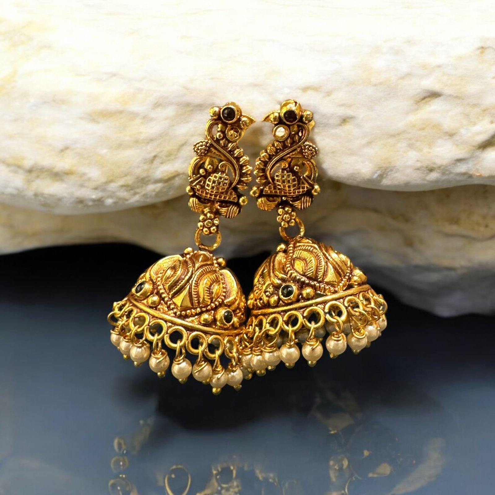 Peacock Design Red & Green Stone Buttalu