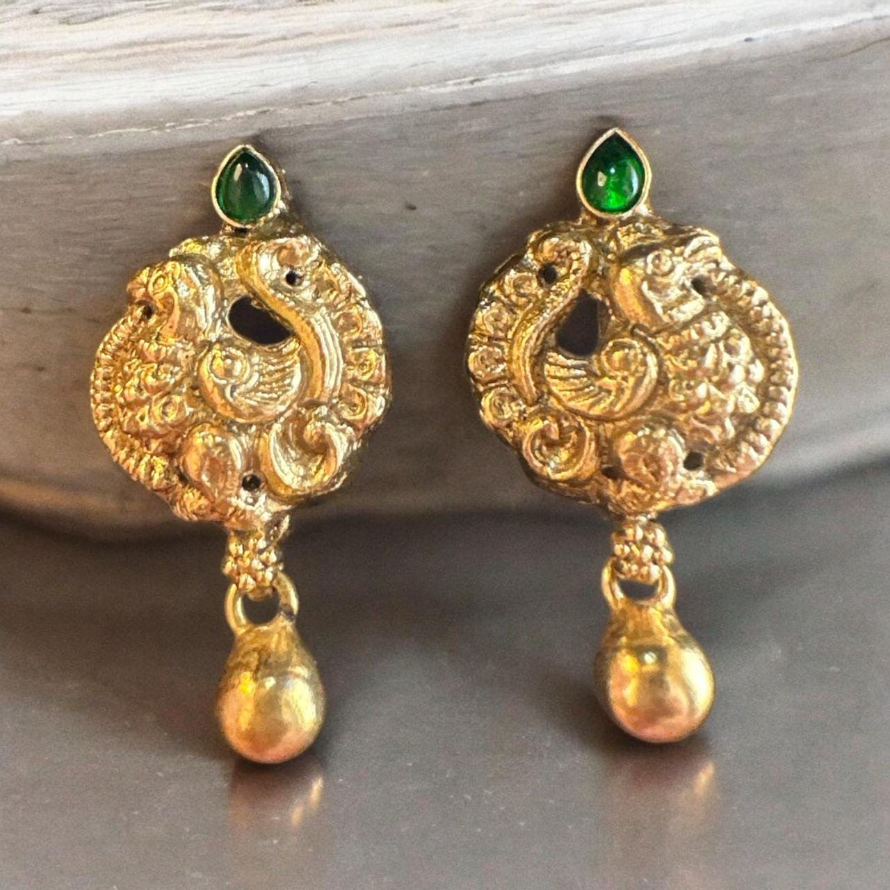 Peacock Emerald Studs