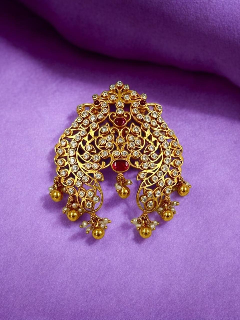 Peacock Model CZ & Ruby Pendant