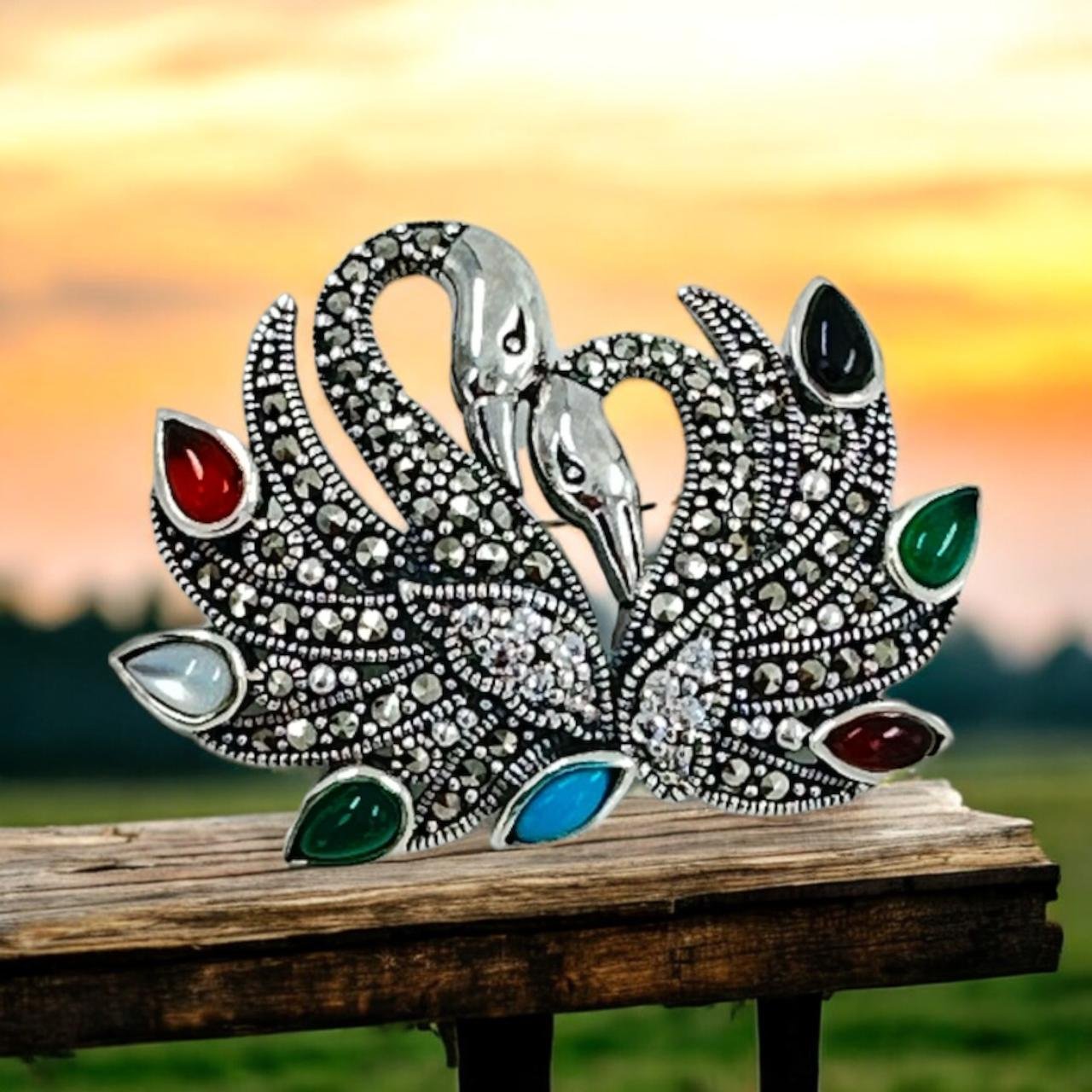 Peacock Prism Saree Pin