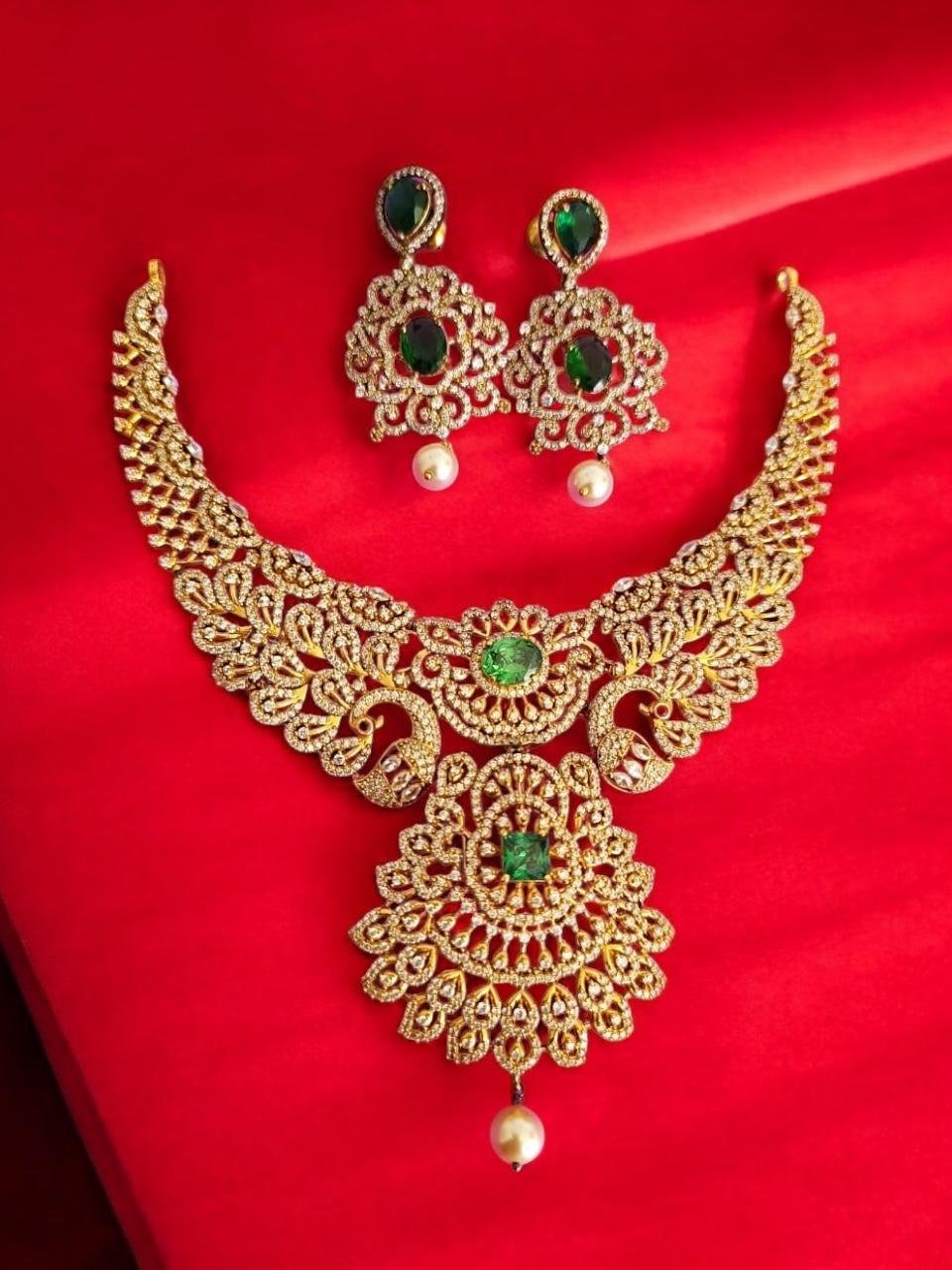 Peacock Ruby Green CZ Necklace