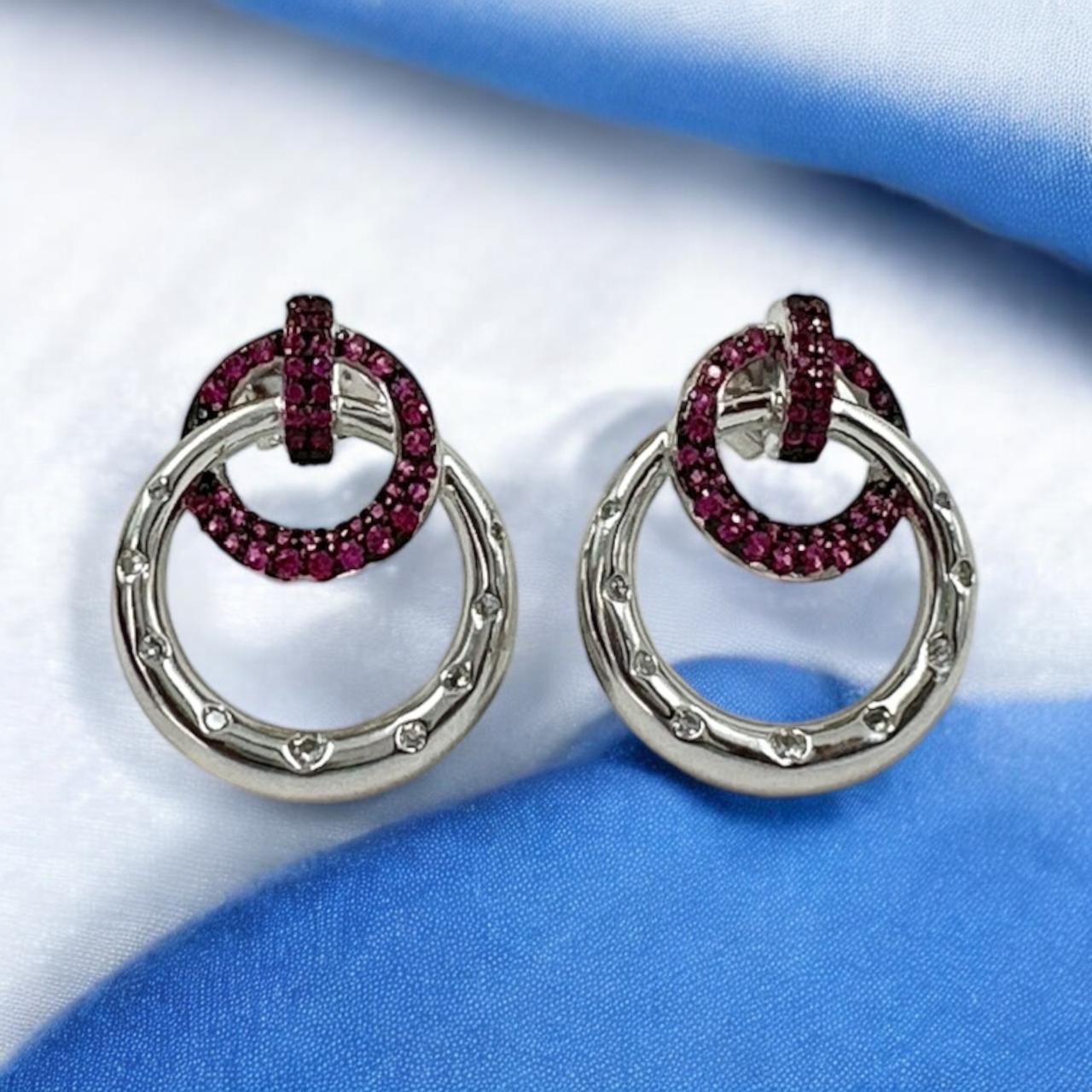 Pink & CZ White Stone earring
