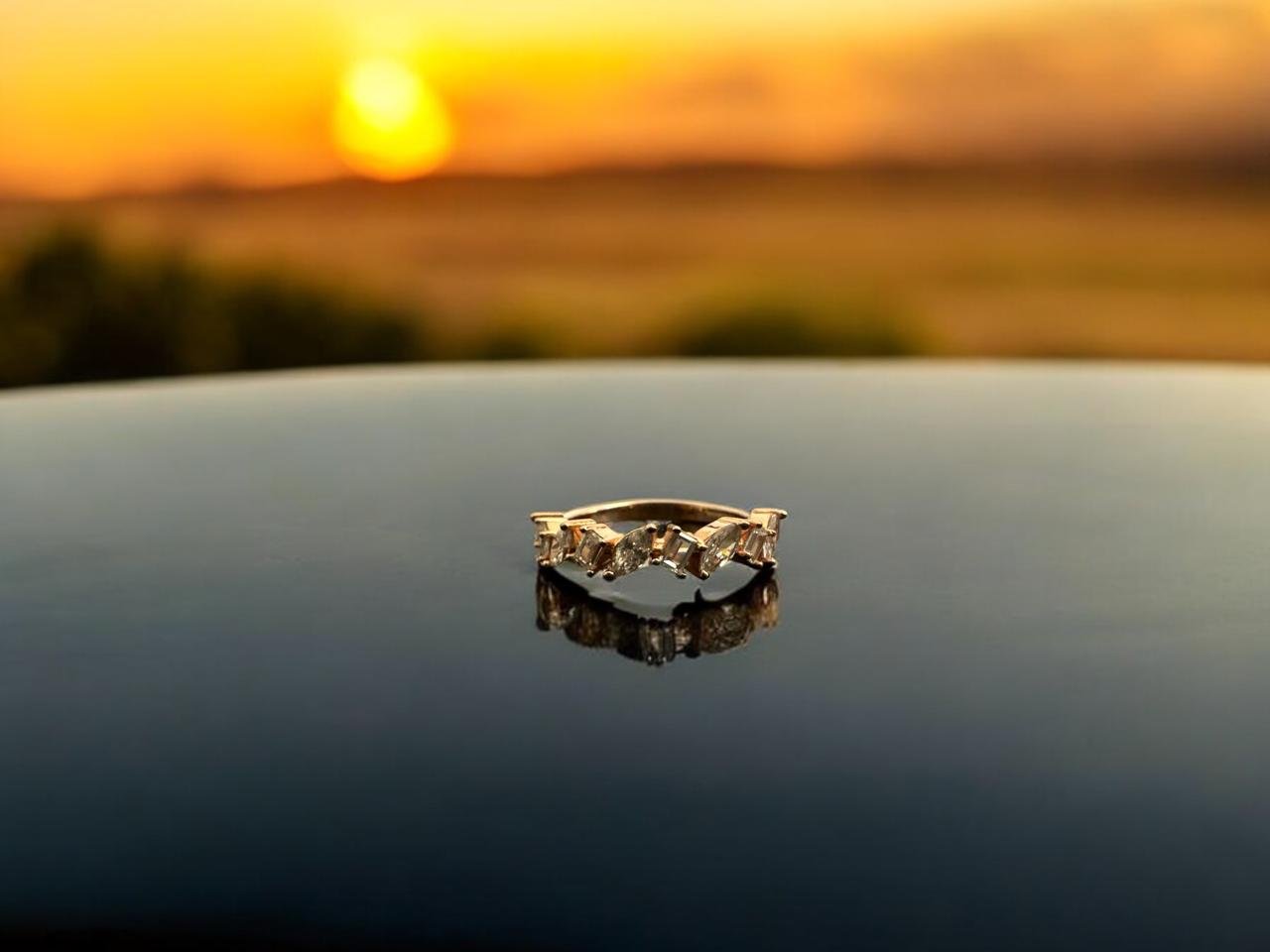 Premium CZ Rose Gold Ladies Finger Ring