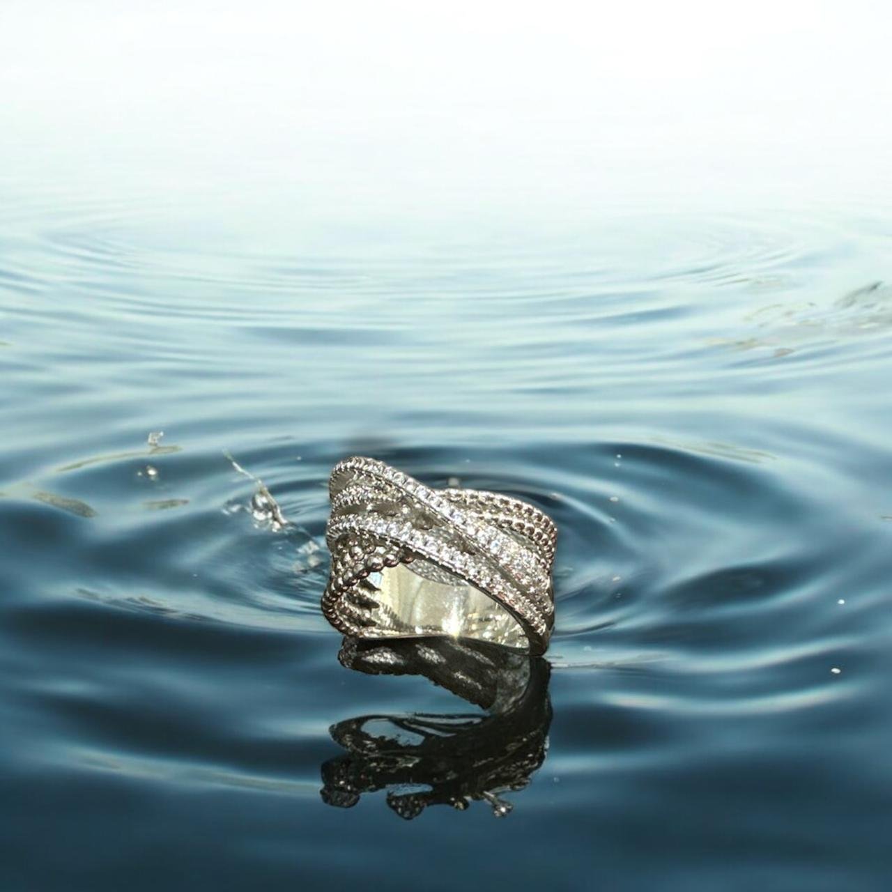 Premium CZ Silver Polish Party Wear Ladies Ring