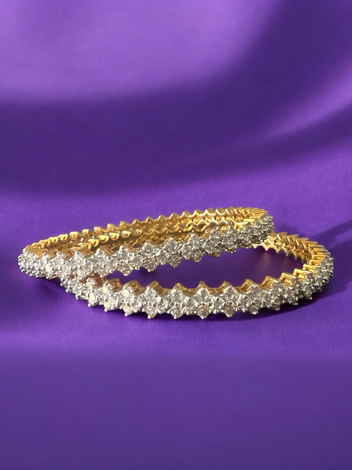 Premium cz stones bangle with gold polish