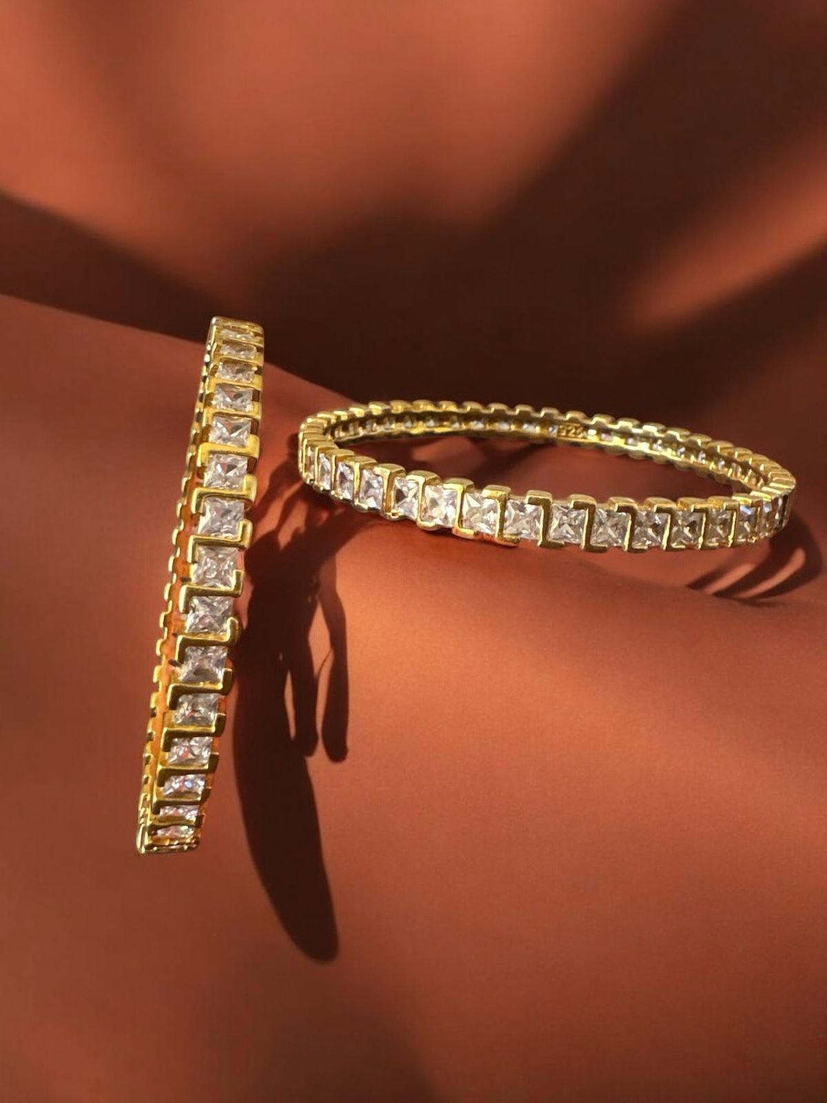 Premium cz stones bangles with gold polish
