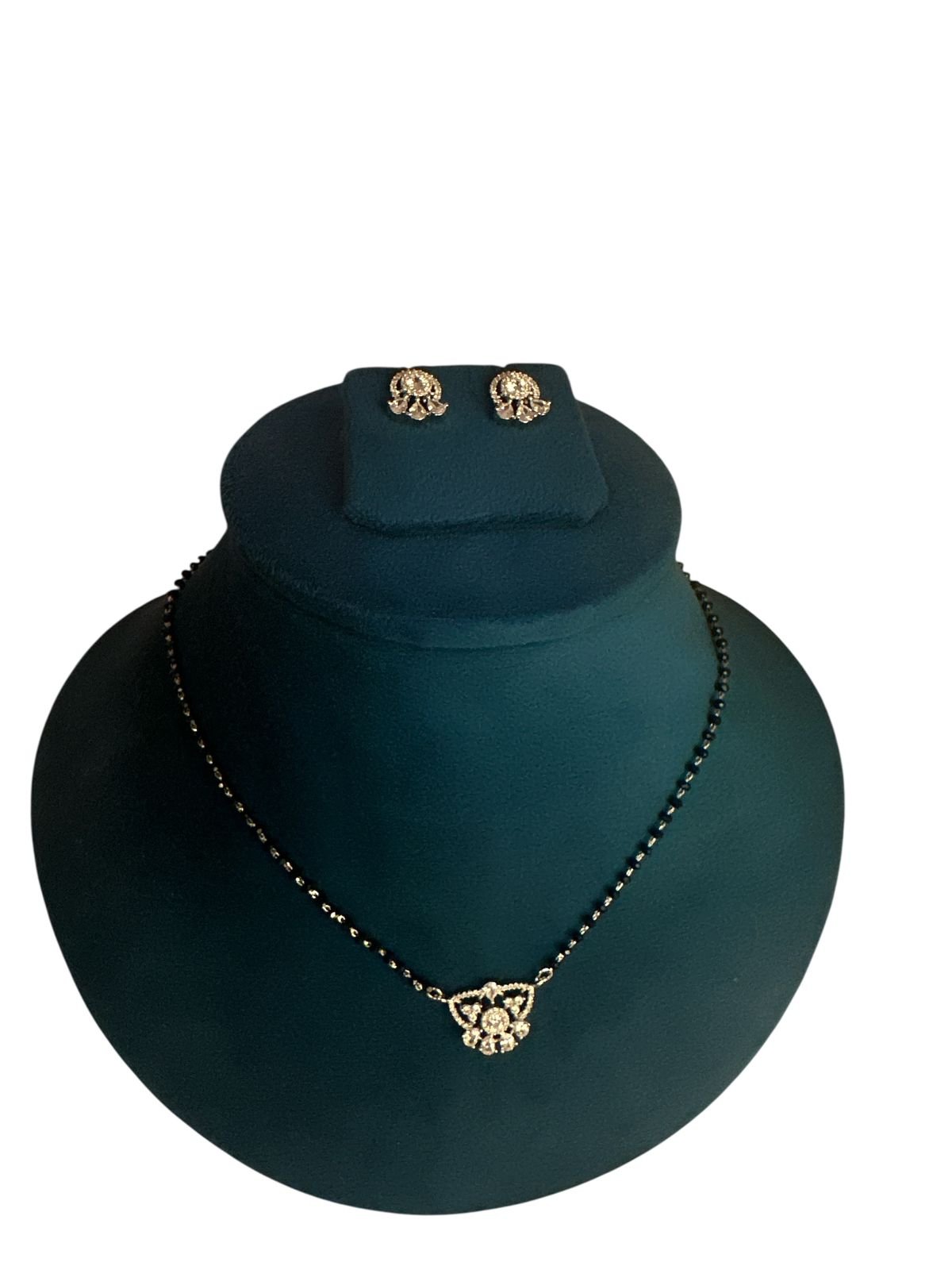 Premium cz stones pendent with ear rings and silver  polish chain